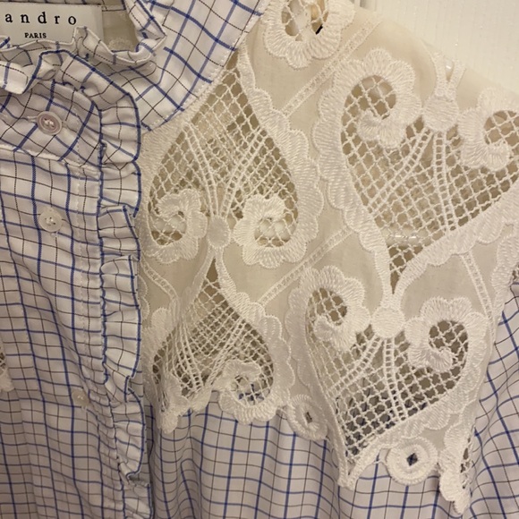 Cute Sandro Vintage Blouse with White Lace - Picture 3 of 8